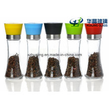 170ml Empty Pepper Grinder Glass Bottles with Plastic Cap